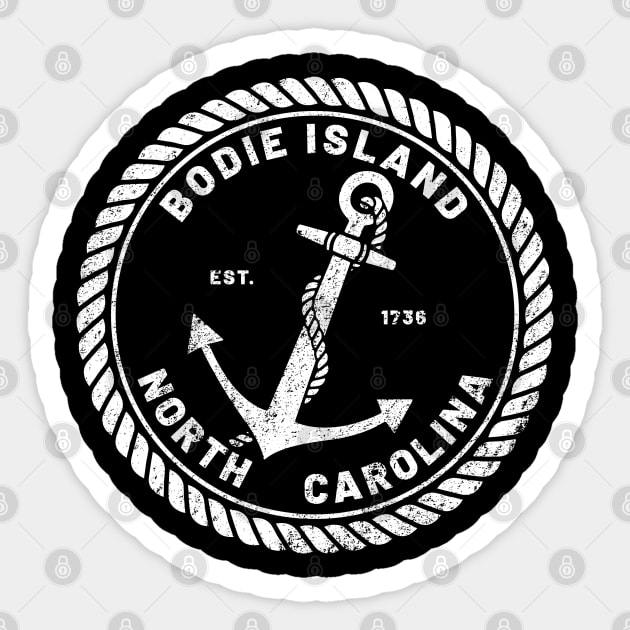 Vintage Anchor and Rope for Traveling to Bodie Island, North Carolina Sticker by Contentarama